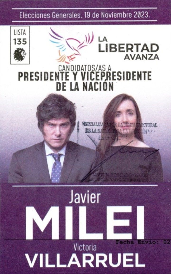 Balotaje 2023: Así es la boleta correcta de Javier Milei y Victoria Villaruel de La Libertad Avanza 