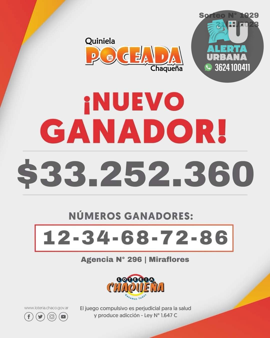 Un apostador de Miraflores se llevó más de $33.000.000 con la Poceada Chaqueña
