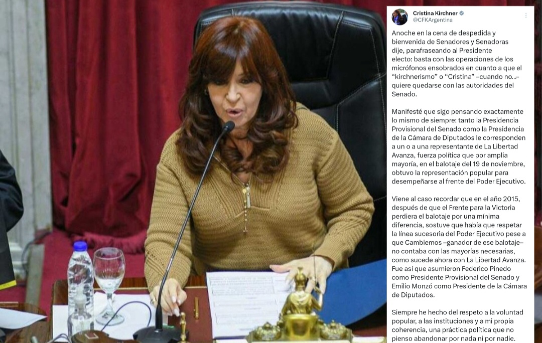 Cristina Kirchner parafraseó a Milei y ratificó 
