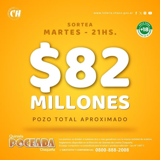 La Poceada pone en juego 82 millones de pesos este martes 