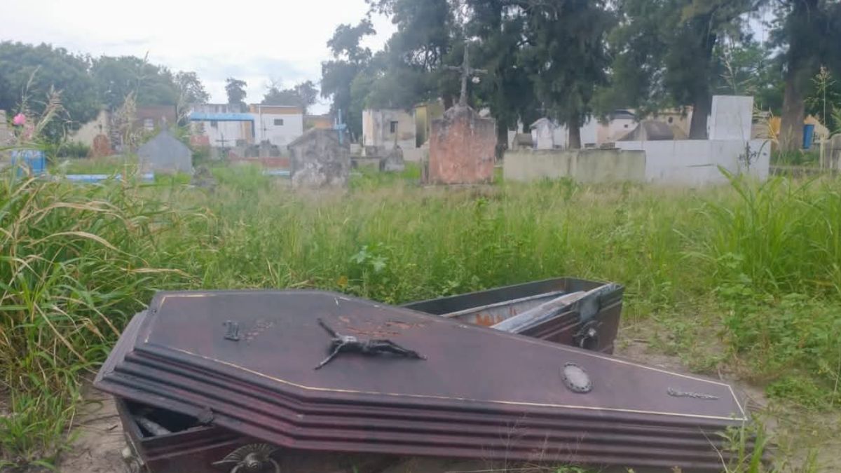 Macabro: encontraron un ataúd vacío en el predio del cementerio de Castelli 