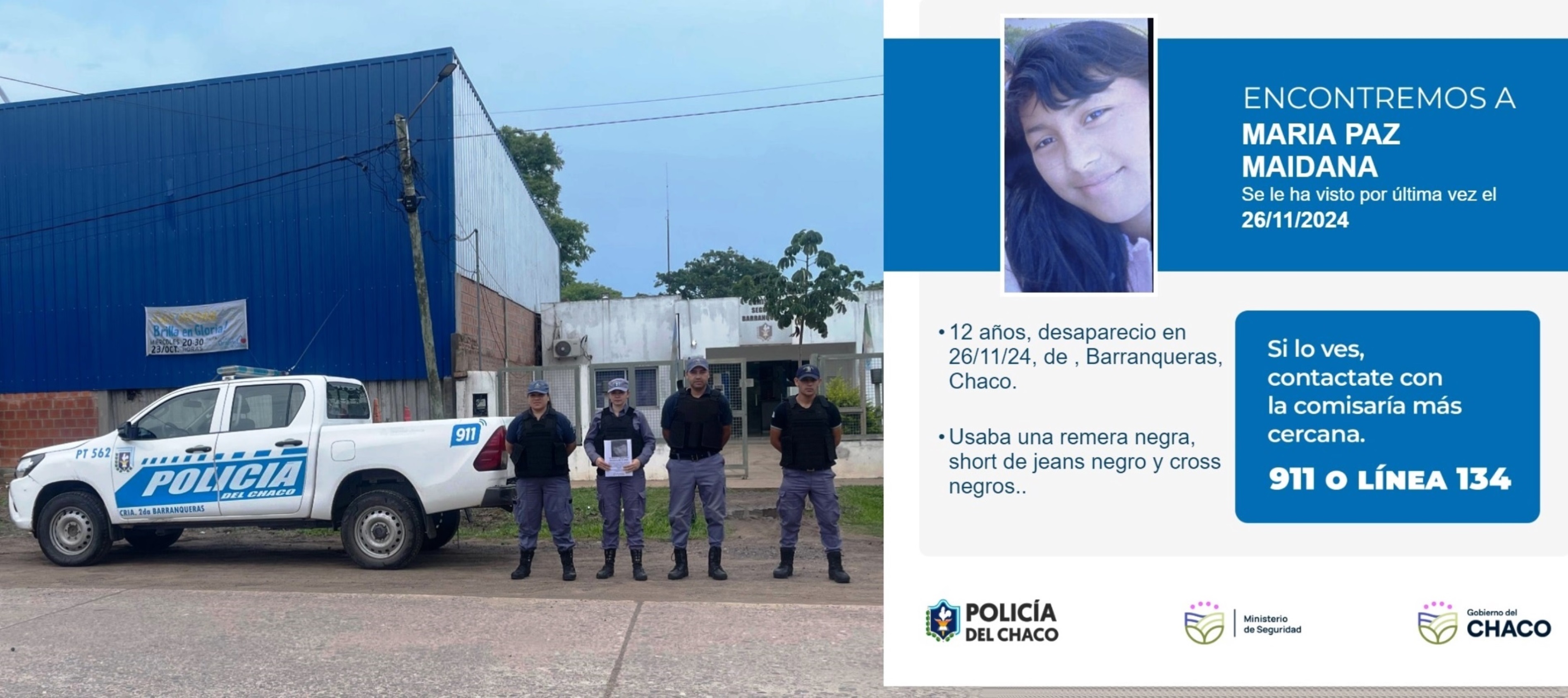 Buscan intensamente a una niña de 12 años: fuerte despliegue policial en Barranqueras: 