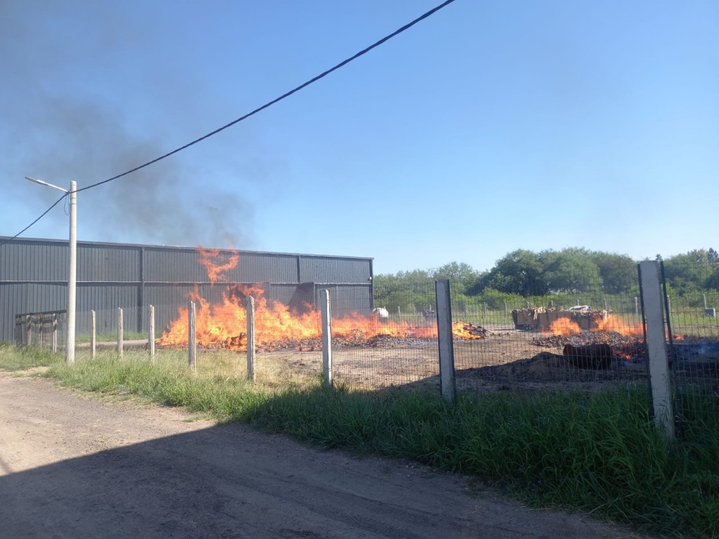 Bomberos apagaron incendio en cercanías de galpones de una empresa