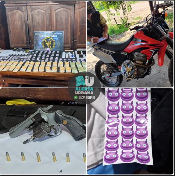 Quitilipi: Allanamientos de consumos problemáticos terminaron con secuestro de drogas, armas y celulares