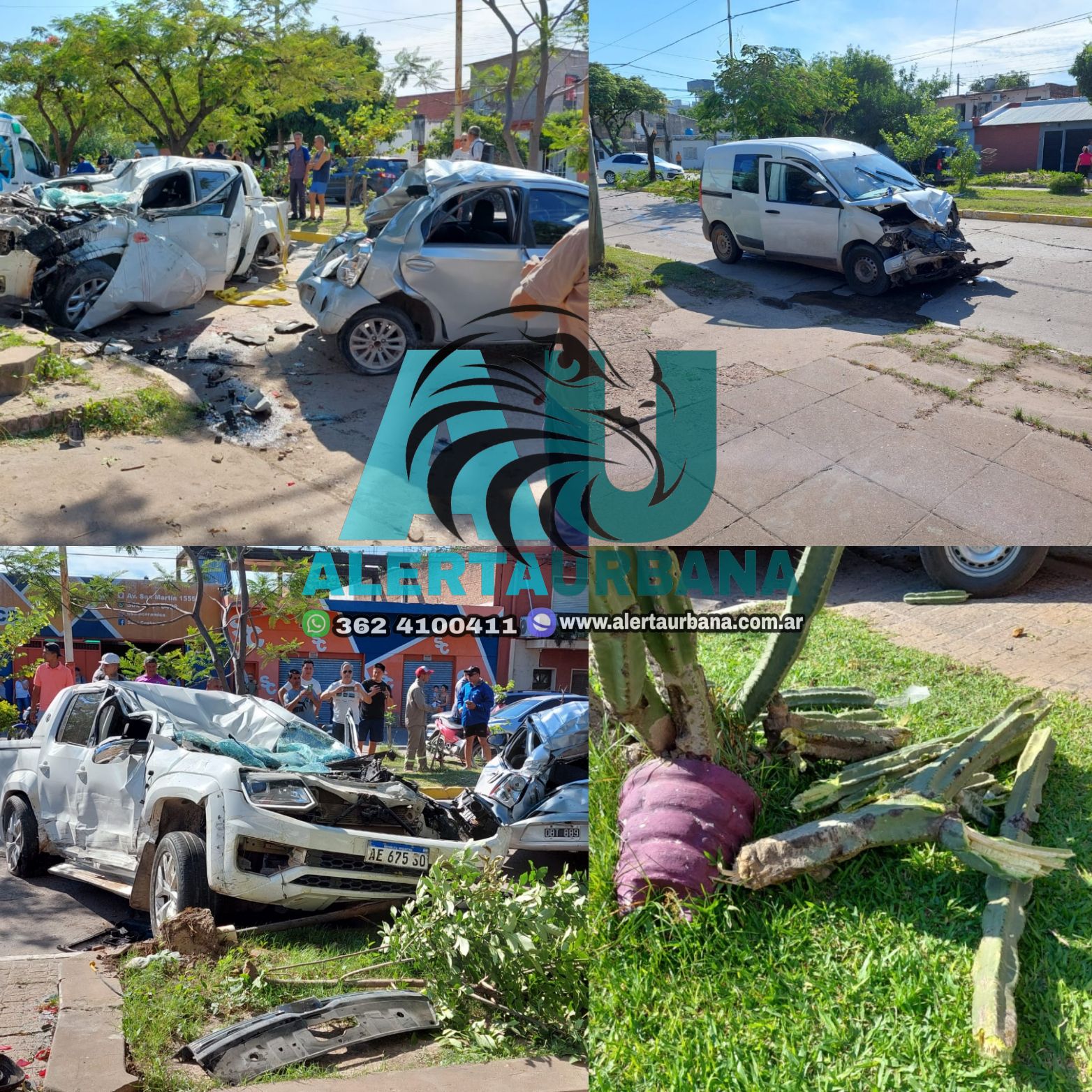 Una camioneta choc vol por el aire y destroz otros dos