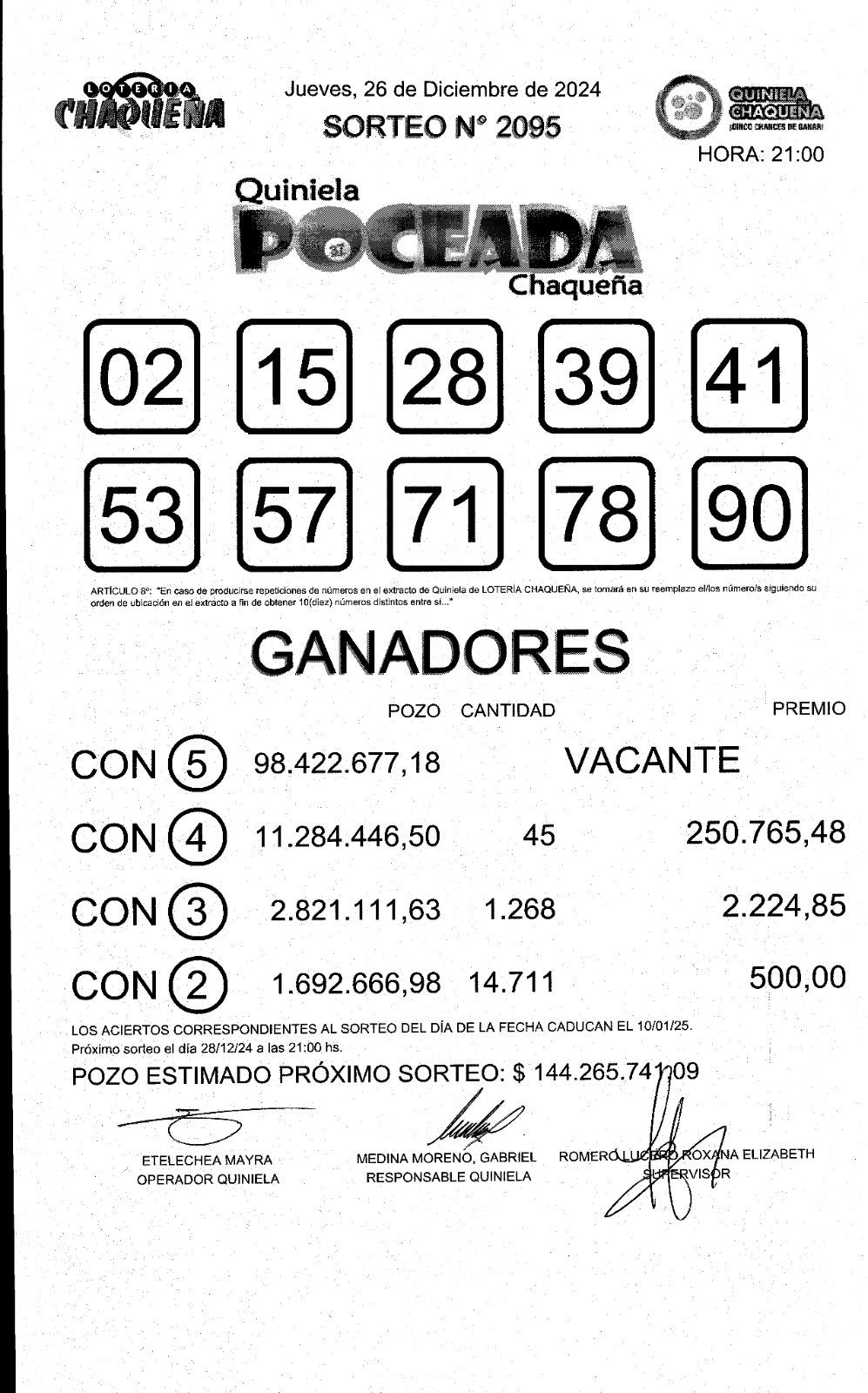 Sin ganadores en la Poceada: $ 144 millones para este sábado