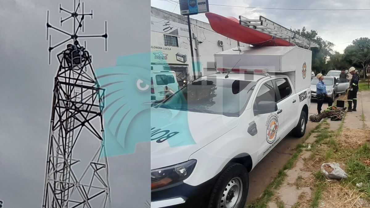 Tensión y dramatismo: un hombre se subió a una antena y amenaza con arrojarse