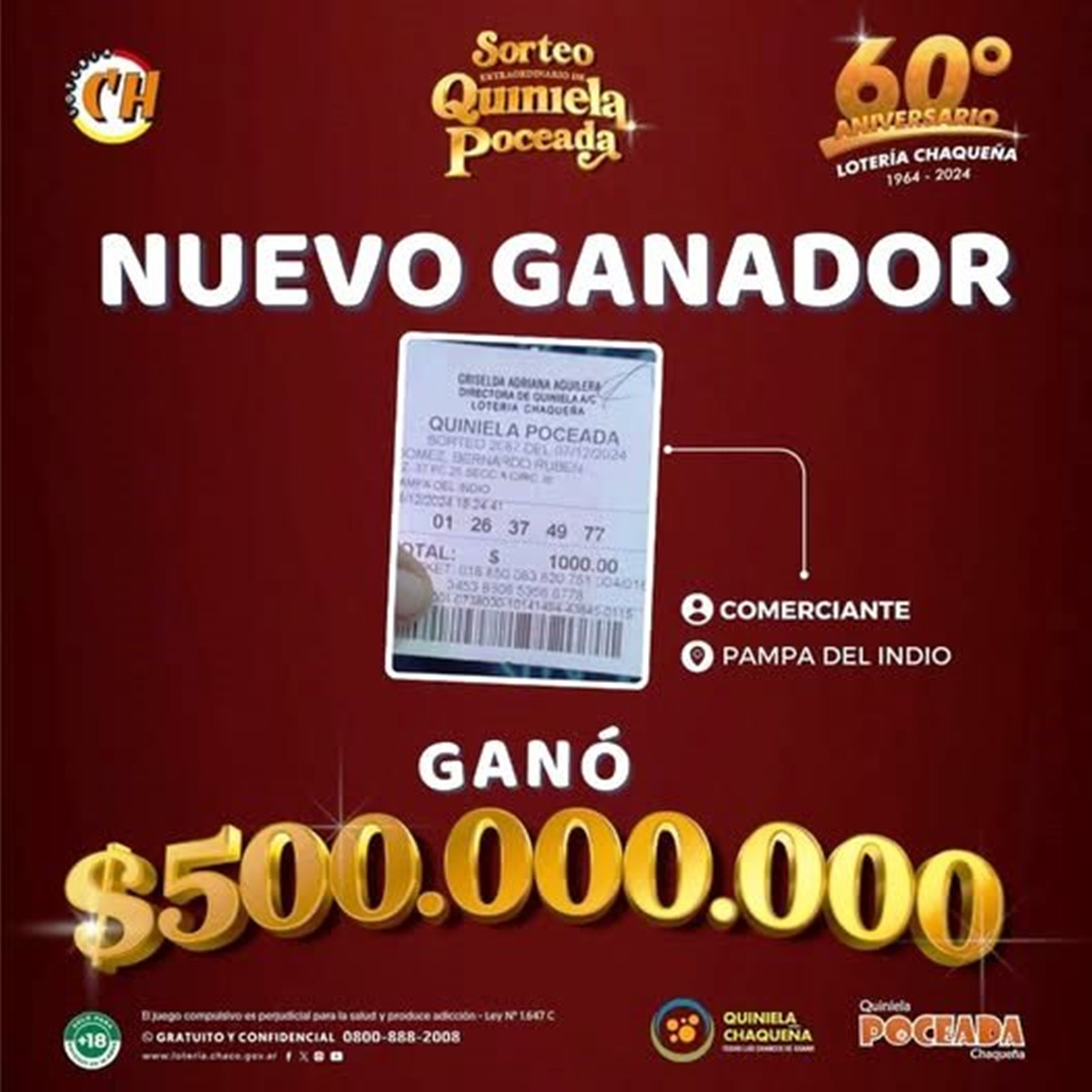 Un comerciante de Pampa del Indio, el gran ganador de los 500 palos de la Poceada